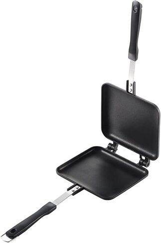 صانعة الساندوتشات الساخنة بانيني بريس، مقلاة شواء بانيني غير لاصقة مع مقبض، مقلاة قلاب من الألومنيوم للمنزل والتخييم في الهواء الطلق، عبوة واحدة in Kuwait