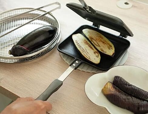 صانعة الساندوتشات الساخنة بانيني بريس، مقلاة شواء بانيني غير لاصقة مع مقبض، مقلاة قلاب من الألومنيوم للمنزل والتخييم في الهواء الطلق، عبوة واحدة in Kuwait