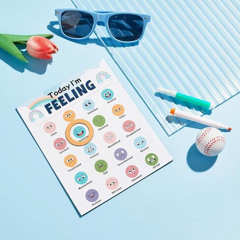 Magnetic Feeling Poster Chart Daily Mood Tracker Boho Style Feelings Chart with Magnetic Frame Piece Today I'm Feeling Magnet Poster for Self Reflection Concern School Classroom Home Office Supply in Saudi Arabia