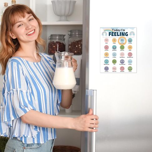 Magnetic Feeling Poster Chart Daily Mood Tracker Boho Style Feelings Chart with Magnetic Frame Piece Today I'm Feeling Magnet Poster for Self Reflection Concern School Classroom Home Office Supply in Saudi Arabia