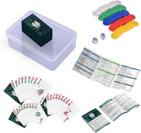 American Mahjong Set Card Game,166 Mahjong Card, Waterproof Gift Poker Game Mahjong Tile Set, Mahjong Card Official Revision Large Size (4 Pcs), 麻将 in Saudi Arabia