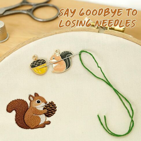 WUSUTE السنجاب إبرة مايندر للغرزة المتقاطعة، لطيف 2 جهاز كمبيوتر شخصى إبرة ميندر المغناطيس للتنظيم، التطريز الخياطة إبرة حامل الإبرة الملحقات in Kuwait