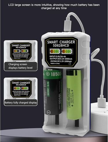 Smart Double Bay Type-C لـ 14500 26800 32650 خلية اكتشاف تلقائي والتحكم في الفتحة شحن بطارية USB مزدوج الفتحة ذكي in Saudi Arabia