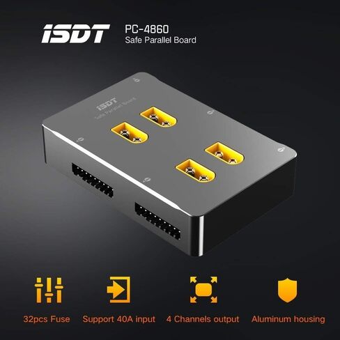 ISDT PC-4860s Lipo Battery Charge Board,1-8S XT60 Safe Parallel Charge Board Balance Charging Plate for RC Battery Charger Lithium Batteries(4 Channels) in Saudi Arabia