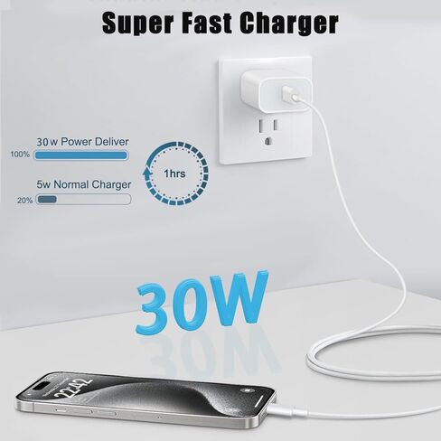 شاحن Motorola USB C-C 6.6FT 30W لهاتف Moto G 2025، Moto G Power 5G 2024، G Stylus 5G 2024، Motorola Razr+ 2023/2024، Razr 2024 023/2 2024، Edge 2022/Edge+ 2022/2023 شاحن سريع من النوع C (أبيض) in Saudi Arabia