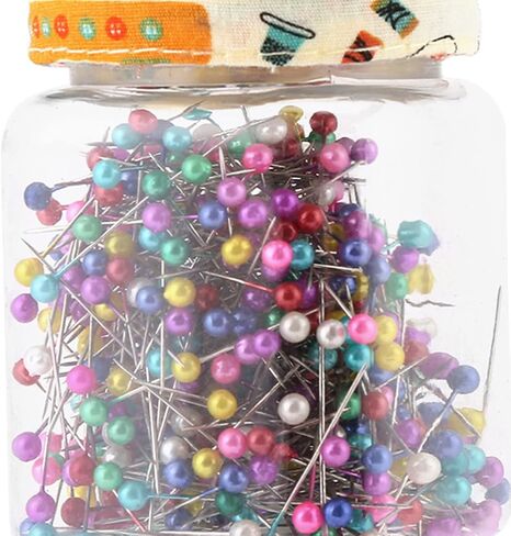 Qiilu 500Pcs Beads Needles Quilting Pins in Orange Fabric Covered Pin Cushion Bottle Sewing Craft High Performance Arts & Crafts Sewing Notions Supplies Pins Pincushions in Saudi Arabia