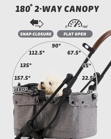 797Audio Dog Stroller for Small Medium Dogs, Pet Stroller for Cats Puppy Up to 121lbs,Foldable,One Click Folding,4 Wheel Shock Absorption,Adjustable Canopy with Sun Shades,Removable Washable Pad(Grey) in Saudi Arabia