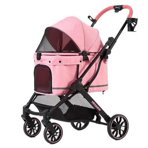 797Audio Dog Stroller for Small Medium Dogs, Pet Stroller for Cats Puppy Up to 121lbs,Foldable,One Click Folding,4 Wheel Shock Absorption,Adjustable Canopy with Sun Shades,Removable Washable Pad(Grey) in Saudi Arabia