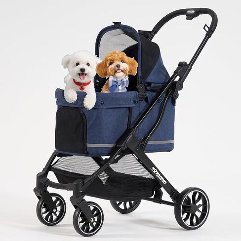 797Audio Dog Stroller for Small Medium Dogs, Pet Stroller for Cats Puppy Up to 121lbs,Foldable,One Click Folding,4 Wheel Shock Absorption,Adjustable Canopy with Sun Shades,Removable Washable Pad(Grey) in Saudi Arabia