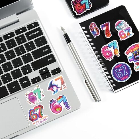 60PCS Six Seven Stickers,Funny 6 7 Stickers,6 7 Birthday Decorations Meme Stickers,67 Valentines Cards,Vinyl Waterproof Decal for Water Bottle, Laptop Stickers for DIY Decorate, Phone in Kuwait