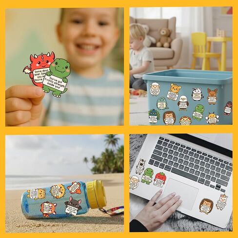 Tiny Cheer Squad 200PCS Emotional Support Animals by Puraesla - Positive Affirmation Sticker Pack, Cute Animal Vinyl for Water Bottle Laptop Computer Luggage. Inspirational Mental Health Decoration in Saudi Arabia
