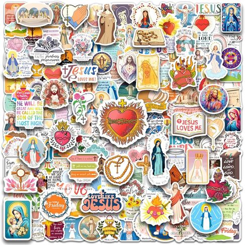SigyoJeom 400PCS Catholic Stickers, Waterproof Bible Jesus Stickers for Kids Adults, Saint Vinyl Decals for Water Bottle Scrapbook Laptop, Catholic Gift, Virgin Mary Sacred Heart in Kuwait