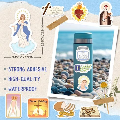 SigyoJeom 400PCS Catholic Stickers, Waterproof Bible Jesus Stickers for Kids Adults, Saint Vinyl Decals for Water Bottle Scrapbook Laptop, Catholic Gift, Virgin Mary Sacred Heart in Kuwait