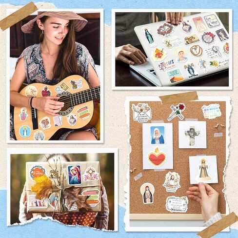SigyoJeom 400PCS Catholic Stickers, Waterproof Bible Jesus Stickers for Kids Adults, Saint Vinyl Decals for Water Bottle Scrapbook Laptop, Catholic Gift, Virgin Mary Sacred Heart in Kuwait