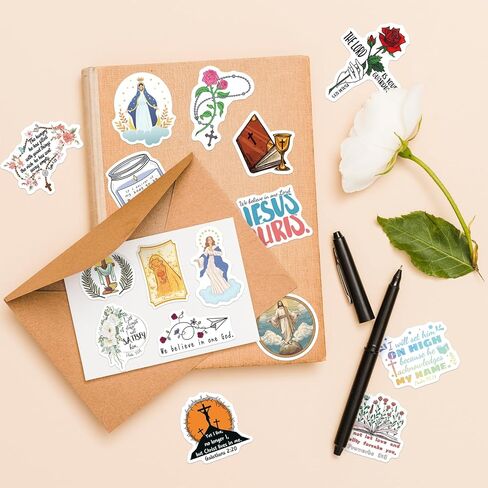 SigyoJeom 400PCS Catholic Stickers, Waterproof Bible Jesus Stickers for Kids Adults, Saint Vinyl Decals for Water Bottle Scrapbook Laptop, Catholic Gift, Virgin Mary Sacred Heart in Kuwait