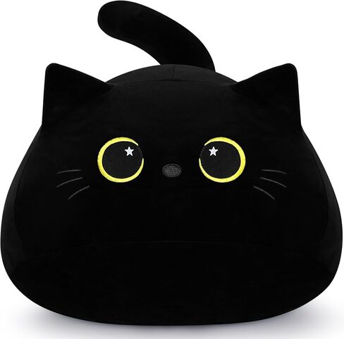 بداية ميمونة القطة السوداء لعبة القطيفة - 19 بوصة قطة سوداء عملاقة محشوة الحيوان، لعبة بلوشي Kawaii بلوشي القط وسادة قطيفة، ديكور الهالوين ألعاب قطيفة الهالوين هدية قطيفة للأطفال in Kuwait