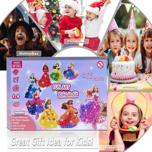 skyenchant Princess Poke in Art Kit - Magical Dress-Up Crafts, Creative Fun Activity for Girls, Best Birthday Gift for Ages 4-9 Years Old(8cpcs) (Princess-8) in Saudi Arabia