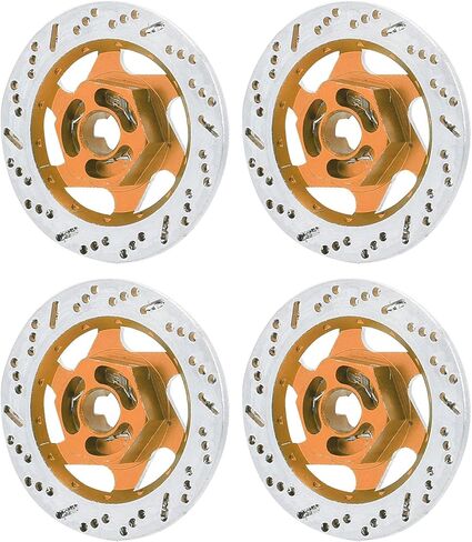 Universal 1/10 RC Car Aluminum Alloy Brake Disc Set, Metal Hex Adapter for Remote Control Car, CNC Machined, 4PCS for Sports CarSUV, AntiRust Red (Gold) in Saudi Arabia
