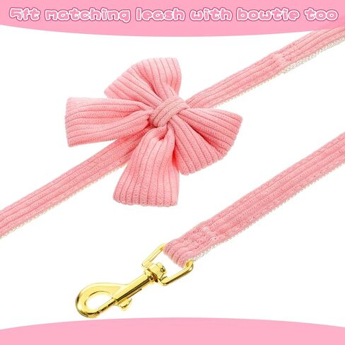 Cute Small Dog Collar Harness and Leash Set, Soft Adjustable No Choke Escape Proof Pet Harness Vest with Secure Metal Buckle, Breathable Soft Mesh Padded Dog Vest for Dogs Cats Pink Pack of 3 in Kuwait