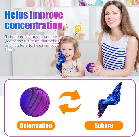 3D Printed Fidget Slime Ball Gear Sphere Stress Balls with Liquid Flow Effect 3D Printed Fidget Toys for Anxiety Relaxation Christmas Birthday Gifts(Blue Green) in Saudi Arabia