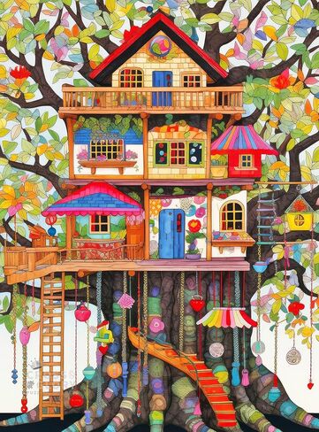 Cross & Glory Jigsaw Puzzles 1000 Pieces for Adults | Fantastical Treehouse Escape | Whimsical Art | Whimsical 1000 Piece Puzzle for Adults | Vibrant Treehouse Puzzle | Satin Finish | 20x27 Inches in Kuwait