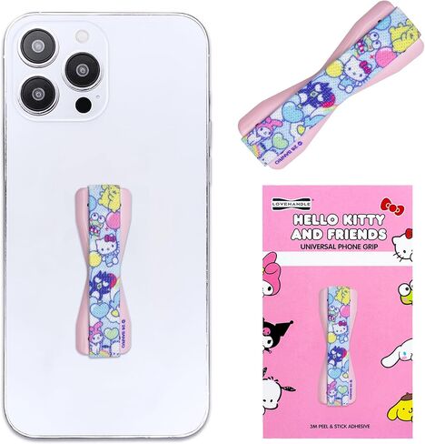 LoveHandle Phone Grip for Most Smartphones and Mini Tablets, Black Elastic Strap with Black Base, LH-01Black in Saudi Arabia