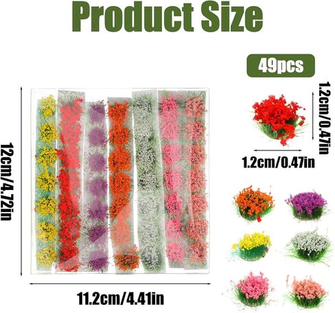49PCS Miniature Flowers Cluster for Crafts, DIY Miniature Colorful Flower Cluster, Static Grass Tufts, Self-Adhesive Flower Vegetation Groups, Diorama Base Materials Supplies for Train Railroad in Saudi Arabia