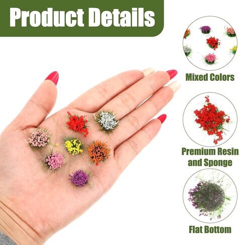 49PCS Miniature Flowers Cluster for Crafts, DIY Miniature Colorful Flower Cluster, Static Grass Tufts, Self-Adhesive Flower Vegetation Groups, Diorama Base Materials Supplies for Train Railroad in Saudi Arabia