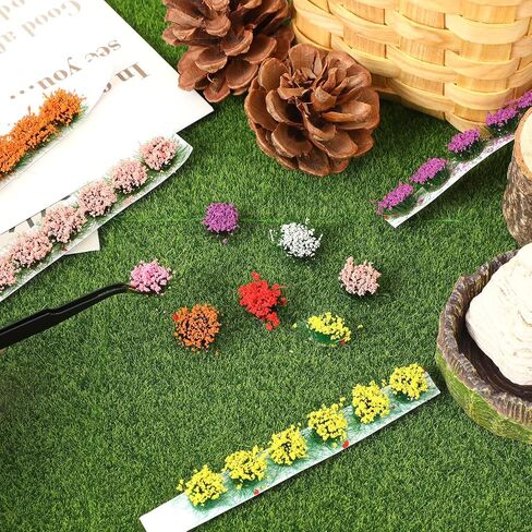 49PCS Miniature Flowers Cluster for Crafts, DIY Miniature Colorful Flower Cluster, Static Grass Tufts, Self-Adhesive Flower Vegetation Groups, Diorama Base Materials Supplies for Train Railroad in Saudi Arabia