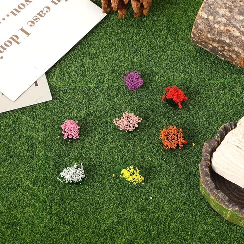 49PCS Miniature Flowers Cluster for Crafts, DIY Miniature Colorful Flower Cluster, Static Grass Tufts, Self-Adhesive Flower Vegetation Groups, Diorama Base Materials Supplies for Train Railroad in Saudi Arabia