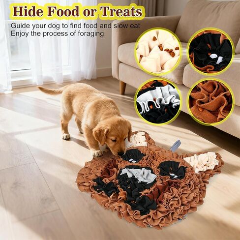 Snuffle Mat for Dogs, Interactive Dog Toys, Puppy Slow Feeder Mat, Mental Stimulation, Foraging Skills, Enrichment and Training Suitable for Small Medium Dogs, Christmas Valentine Gift (Brown) in Saudi Arabia