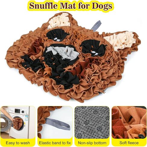 Snuffle Mat for Dogs, Interactive Dog Toys, Puppy Slow Feeder Mat, Mental Stimulation, Foraging Skills, Enrichment and Training Suitable for Small Medium Dogs, Christmas Valentine Gift (Brown) in Saudi Arabia