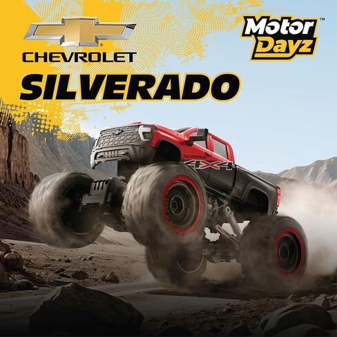 شاحنة شيفروليه سيلفرادو معدنية ثقيلة RC 4WD - سيارة تحكم عن بعد بمقياس 1:14، جسم معدني مختوم، تحكم راديو كامل الوظائف 2.4 جيجا هرتز، قابلة لإعادة الشحن عبر USB، جاهزة للتشغيل، أحمر in Kuwait