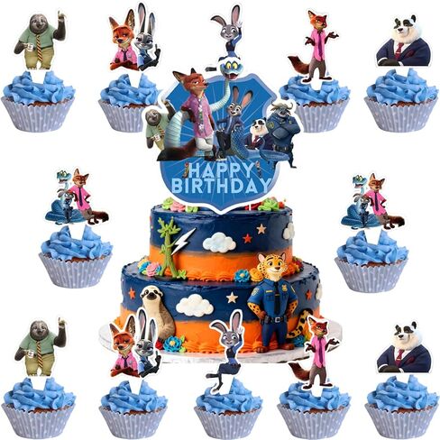 25 Pcs Cartoon Theme Happy Birthday Cake Toppers, Cute Animals Cake Decorations, The Perfect Choice for Birthday Parties and Themed Parties in Saudi Arabia