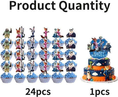 25 Pcs Cartoon Theme Happy Birthday Cake Toppers, Cute Animals Cake Decorations, The Perfect Choice for Birthday Parties and Themed Parties in Saudi Arabia