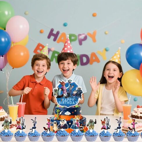 25 Pcs Cartoon Theme Happy Birthday Cake Toppers, Cute Animals Cake Decorations, The Perfect Choice for Birthday Parties and Themed Parties in Saudi Arabia