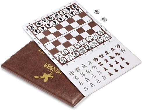 مجموعة محفظة شطرنج مغناطيسية قابلة للطي مقاس 8 بوصات من هوساريا - لعبة سفر مدمجة مع قطع مغناطيسية آمنة in Kuwait