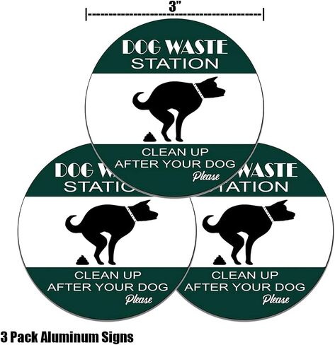 Dog Waste Station Sign Pooper Scooper Poop Bag Dispenser Emblem Seal Gas Vintage Style Signs Round Metal Tin Aluminum Sign Garage Home Decor American Flag Vinyl Decals 3" 3 Pack in Saudi Arabia