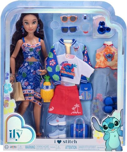 دمى Disney ILY 4ever Fashion مستوحاة من Stitch بطول 11.5 بوصة مع 13 نقطة مفصلية ومجموعة خزانة متعددة الملابس وخاتم ميكي لامع لك! [حصريًا لأمازون] in Kuwait