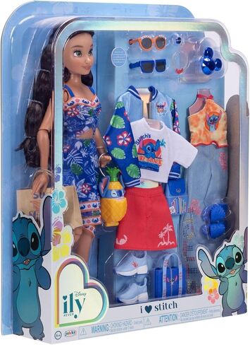 دمى Disney ILY 4ever Fashion مستوحاة من Stitch بطول 11.5 بوصة مع 13 نقطة مفصلية ومجموعة خزانة متعددة الملابس وخاتم ميكي لامع لك! [حصريًا لأمازون] in Kuwait