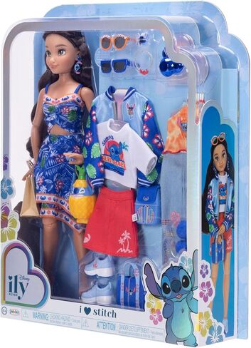 دمى Disney ILY 4ever Fashion مستوحاة من Stitch بطول 11.5 بوصة مع 13 نقطة مفصلية ومجموعة خزانة متعددة الملابس وخاتم ميكي لامع لك! [حصريًا لأمازون] in Kuwait