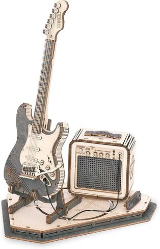ROKR 3D Puzzles for Adults Wooden Craft Kits Musical Instrument Model Kit Collectibles Home Desk Room Decor (Electric Guitar) in Saudi Arabia