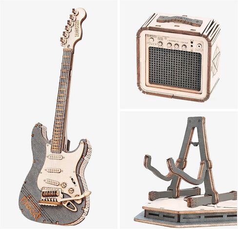 ROKR 3D Puzzles for Adults Wooden Craft Kits Musical Instrument Model Kit Collectibles Home Desk Room Decor (Electric Guitar) in Saudi Arabia