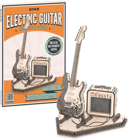 ROKR 3D Puzzles for Adults Wooden Craft Kits Musical Instrument Model Kit Collectibles Home Desk Room Decor (Electric Guitar) in Saudi Arabia