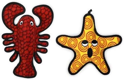 TUFFY - World's Tuffest Soft Dog Toy - Ocean Larry Lobster -Squeakers - Multiple Layers. Made Durable, Strong & Tough. Interactive Play (Tug, Toss & Fetch). Machine Washable & Floats. (Combo Pack) in Saudi Arabia