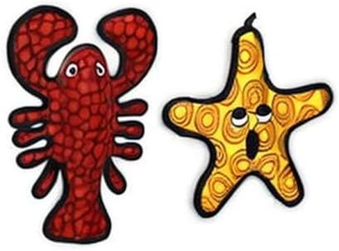TUFFY - World's Tuffest Soft Dog Toy - Ocean Larry Lobster -Squeakers - Multiple Layers. Made Durable, Strong & Tough. Interactive Play (Tug, Toss & Fetch). Machine Washable & Floats. (Combo Pack) in Saudi Arabia