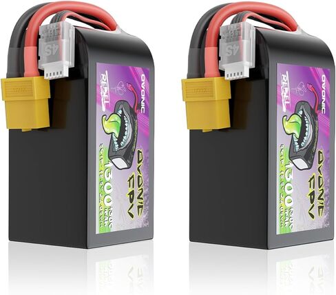 بطارية ليبو OVONIC 5S 1300 مللي أمبير في الساعة 18.5 فولت 130C مع قابس XT60 لشاحنة سيارة RC ومركبات RC وقارب بدون طيار وطائرة هليكوبتر وطائرة هليكوبتر FPV نماذج هواية السباق [عبوة واحدة تتضمن بطاريتين] in Kuwait