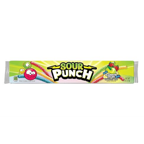 Sour Punch Straws, Rainbow Fruit Flavors, Chewy Sweet & Sour Candy, 2oz Tray (24 Pack) in Saudi Arabia