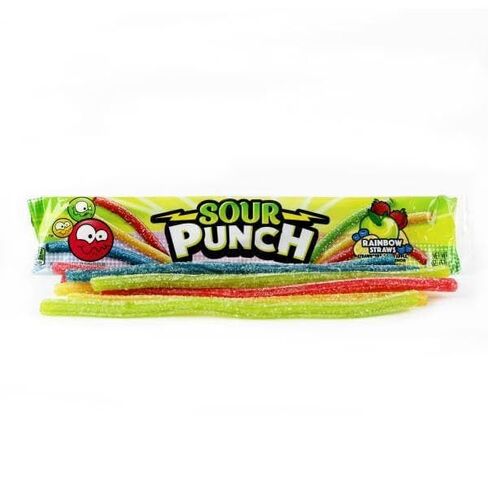 Sour Punch Straws, Rainbow Fruit Flavors, Chewy Sweet & Sour Candy, 2oz Tray (24 Pack) in Saudi Arabia