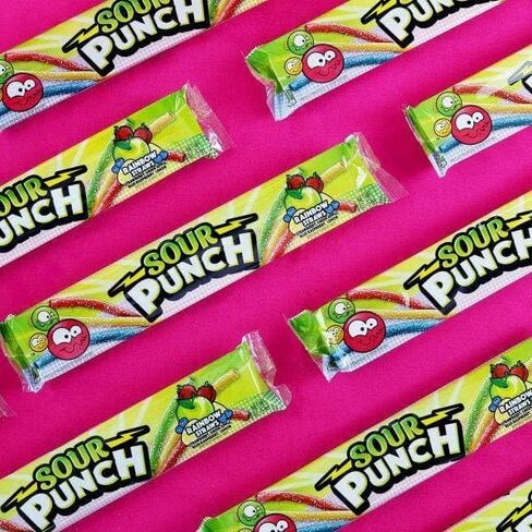 Sour Punch Straws, Rainbow Fruit Flavors, Chewy Sweet & Sour Candy, 2oz Tray (24 Pack) in Saudi Arabia